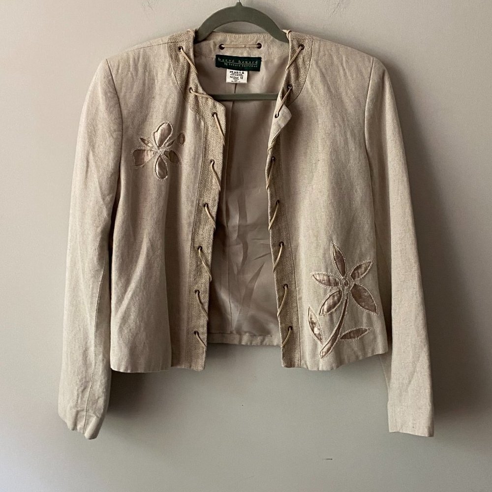 Linen Jacket with Lace detail Size 10